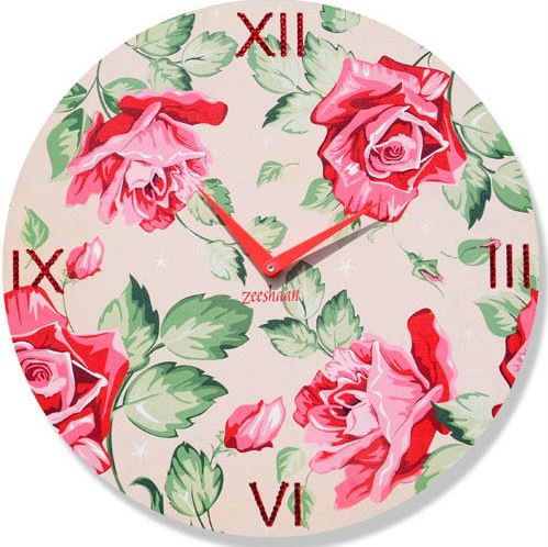 ZEESHAAN Vintage Rose Wall Clock